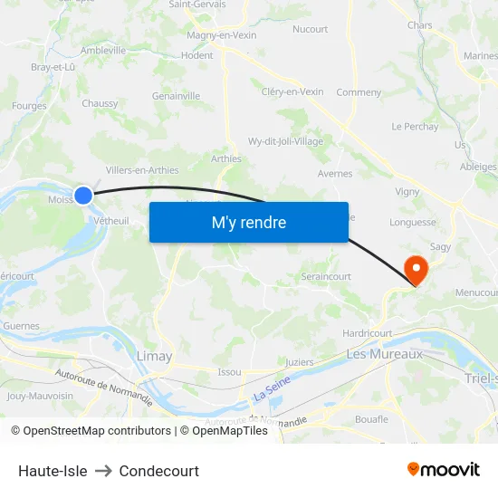 Haute-Isle to Condecourt map