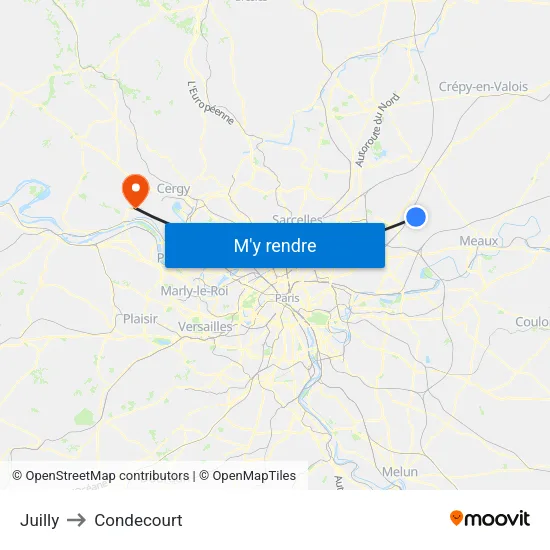 Juilly to Condecourt map