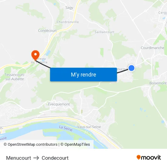 Menucourt to Condecourt map