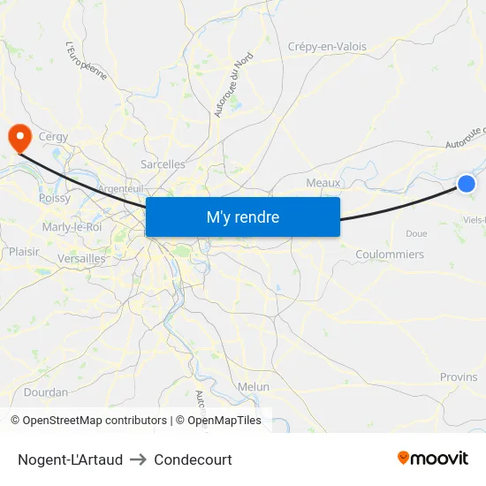 Nogent-L'Artaud to Condecourt map