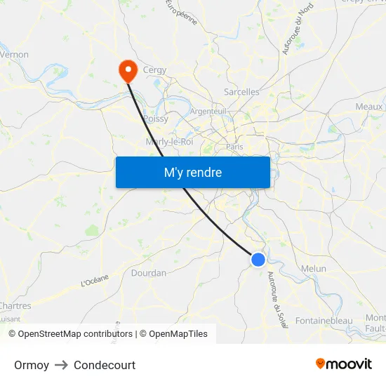 Ormoy to Condecourt map