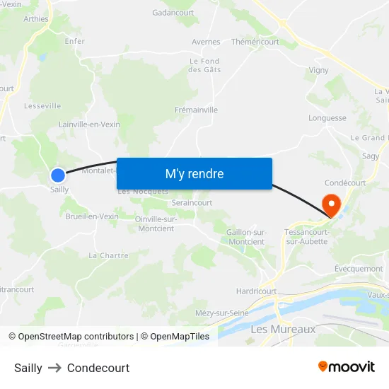 Sailly to Condecourt map