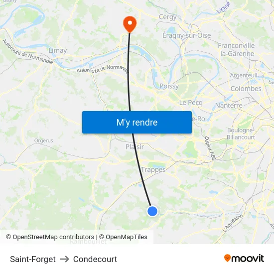 Saint-Forget to Condecourt map