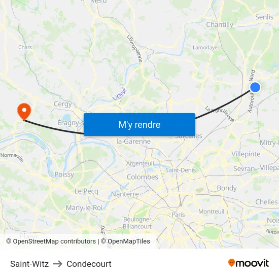 Saint-Witz to Condecourt map