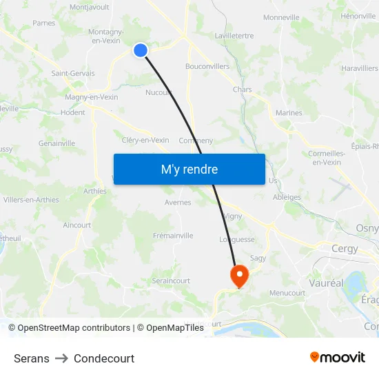 Serans to Condecourt map