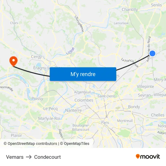 Vemars to Condecourt map