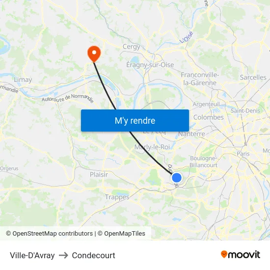 Ville-D'Avray to Condecourt map