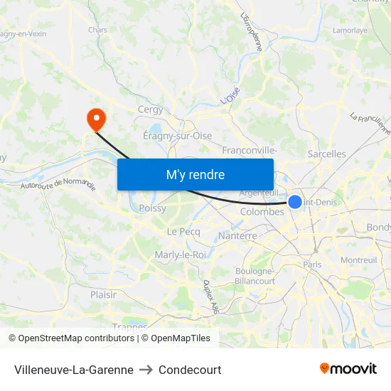 Villeneuve-La-Garenne to Condecourt map