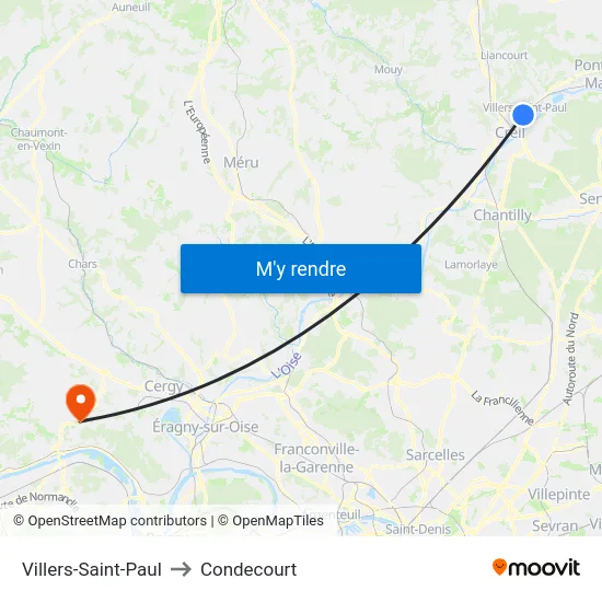 Villers-Saint-Paul to Condecourt map