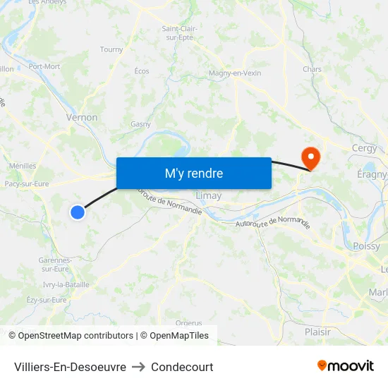 Villiers-En-Desoeuvre to Condecourt map