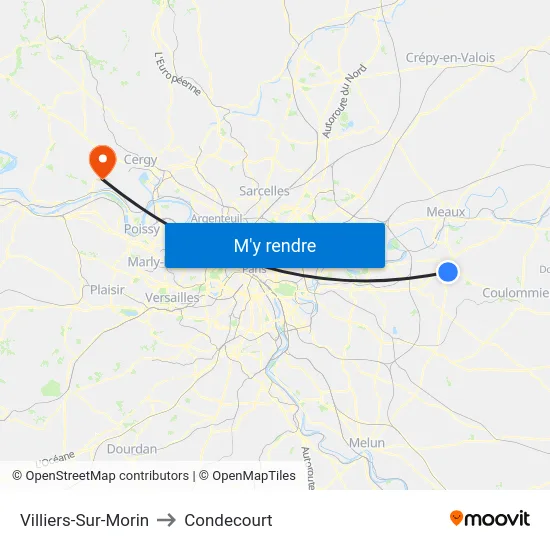 Villiers-Sur-Morin to Condecourt map