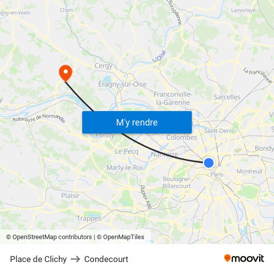Place de Clichy to Condecourt map