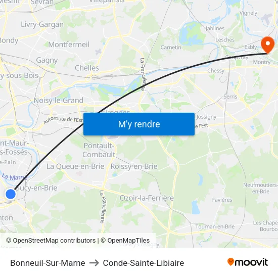 Bonneuil-Sur-Marne to Conde-Sainte-Libiaire map