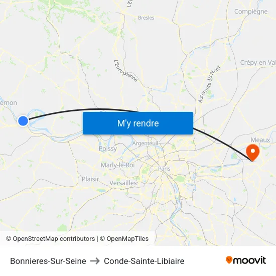 Bonnieres-Sur-Seine to Conde-Sainte-Libiaire map