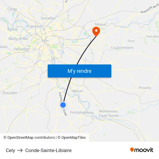 Cely to Conde-Sainte-Libiaire map