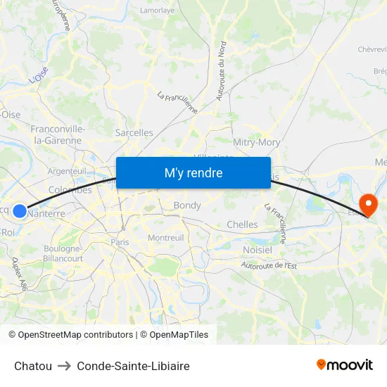 Chatou to Conde-Sainte-Libiaire map