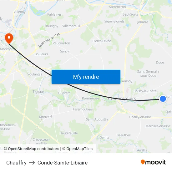 Chauffry to Conde-Sainte-Libiaire map