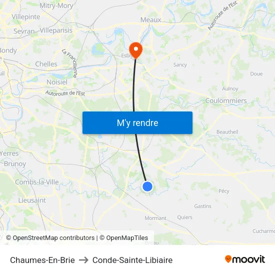Chaumes-En-Brie to Conde-Sainte-Libiaire map