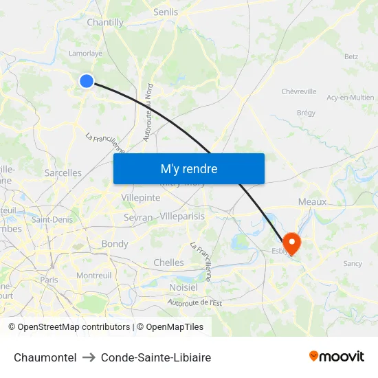 Chaumontel to Conde-Sainte-Libiaire map