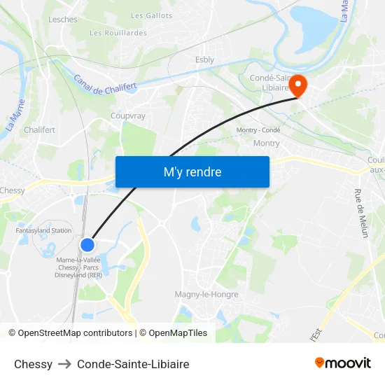Chessy to Conde-Sainte-Libiaire map