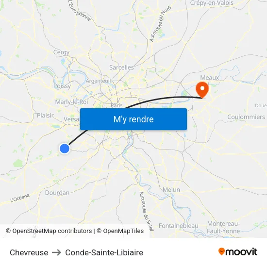 Chevreuse to Conde-Sainte-Libiaire map