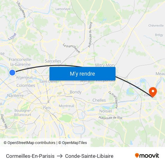 Cormeilles-En-Parisis to Conde-Sainte-Libiaire map