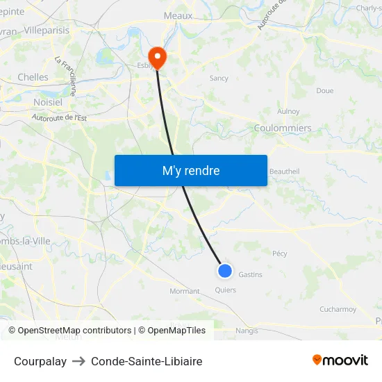 Courpalay to Conde-Sainte-Libiaire map