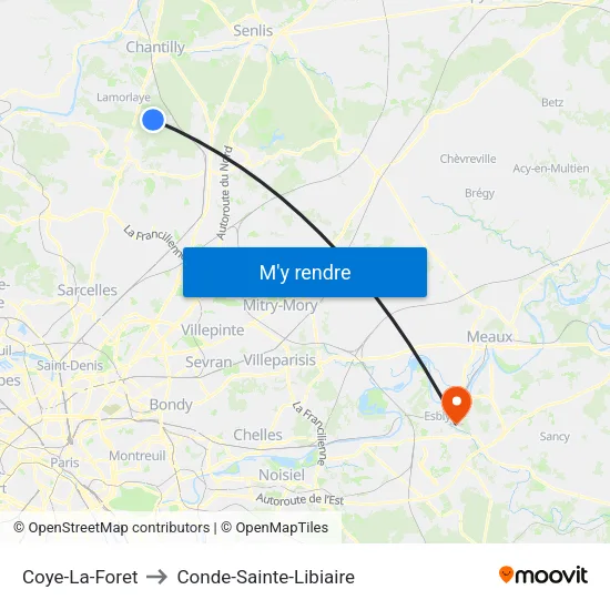 Coye-La-Foret to Conde-Sainte-Libiaire map