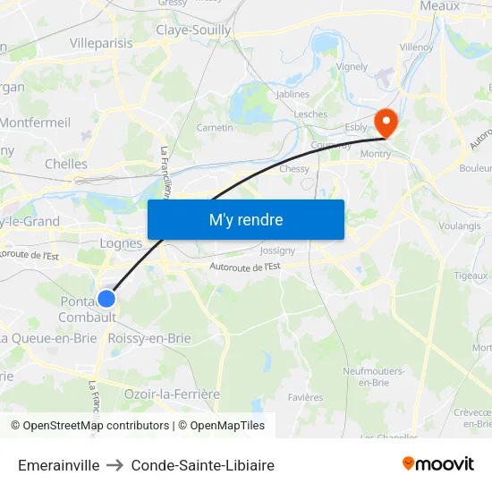 Emerainville to Conde-Sainte-Libiaire map
