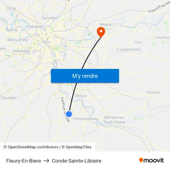 Fleury-En-Biere to Conde-Sainte-Libiaire map