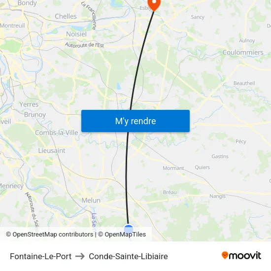 Fontaine-Le-Port to Conde-Sainte-Libiaire map
