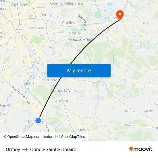 Ormoy to Conde-Sainte-Libiaire map