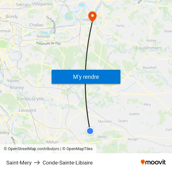 Saint-Mery to Conde-Sainte-Libiaire map