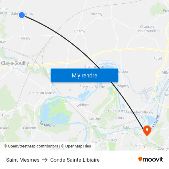 Saint-Mesmes to Conde-Sainte-Libiaire map
