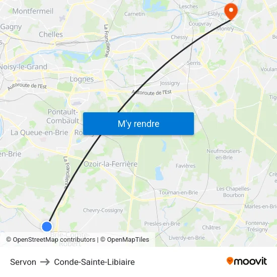 Servon to Conde-Sainte-Libiaire map
