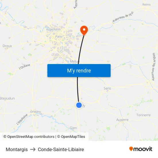 Montargis to Conde-Sainte-Libiaire map
