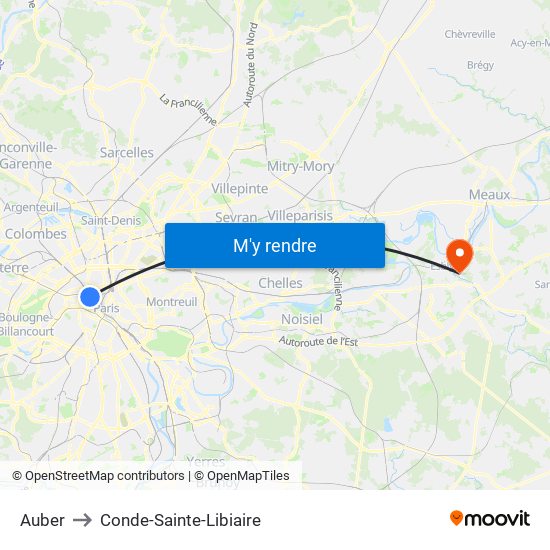 Auber to Conde-Sainte-Libiaire map