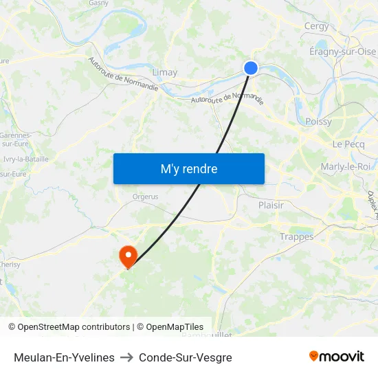 Meulan-En-Yvelines to Conde-Sur-Vesgre map
