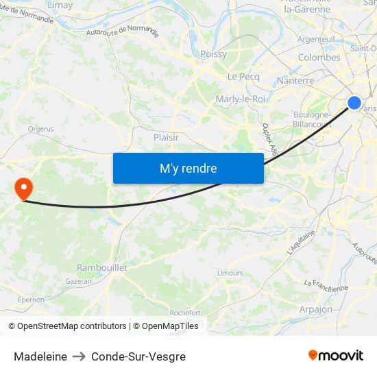 Madeleine to Conde-Sur-Vesgre map