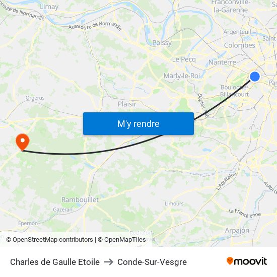 Charles de Gaulle Etoile to Conde-Sur-Vesgre map