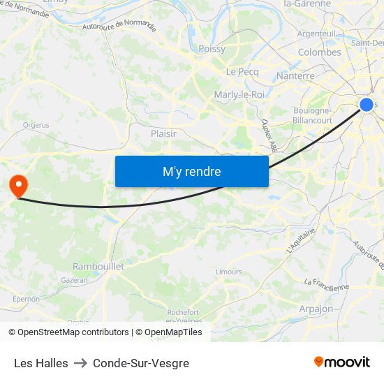 Les Halles to Conde-Sur-Vesgre map