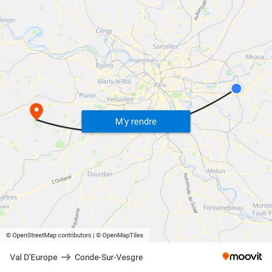 Val D'Europe to Conde-Sur-Vesgre map