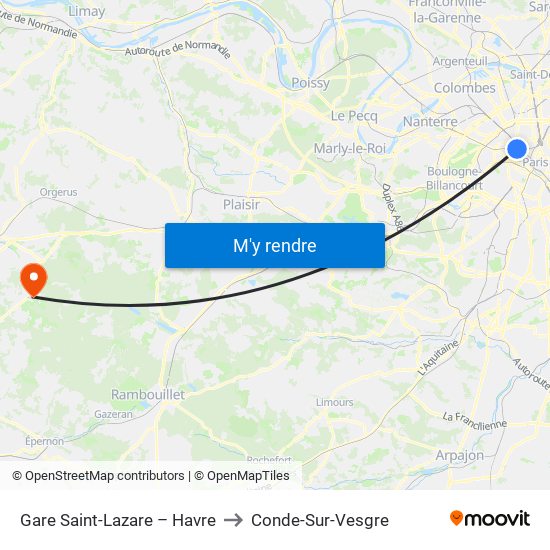 Gare Saint-Lazare – Havre to Conde-Sur-Vesgre map