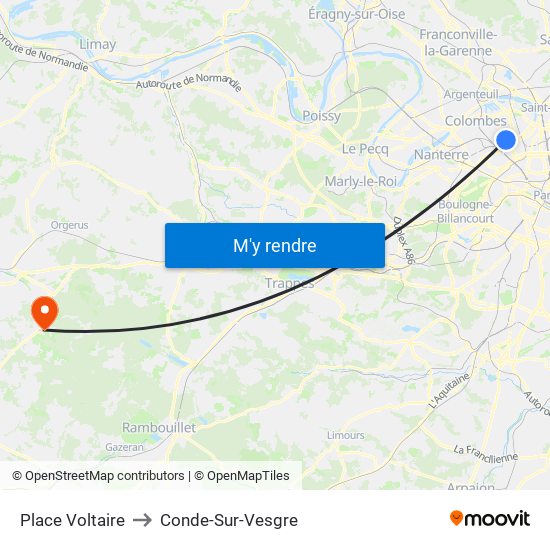 Place Voltaire to Conde-Sur-Vesgre map