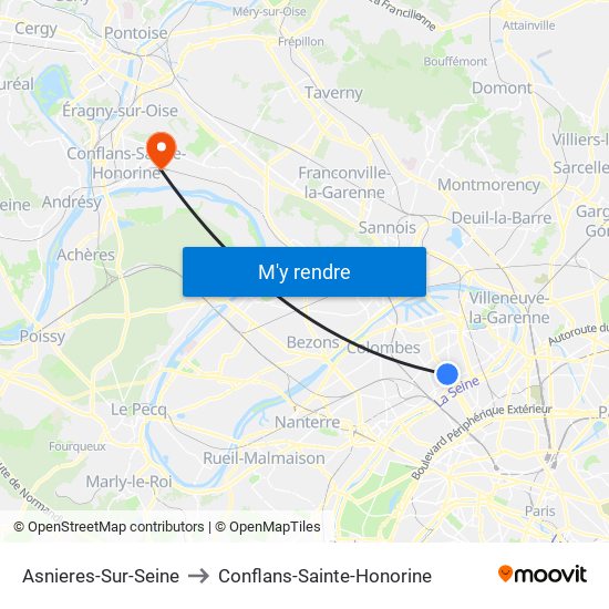 Asnieres-Sur-Seine to Conflans-Sainte-Honorine map