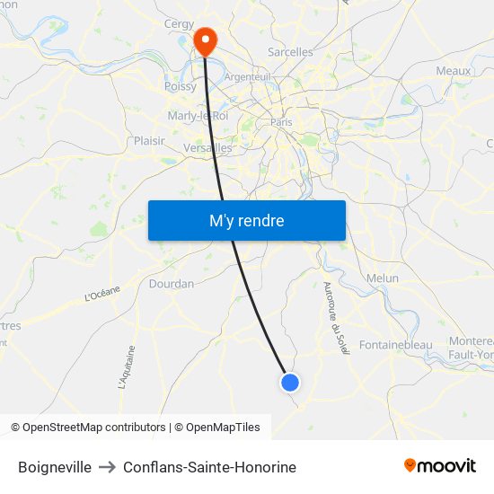 Boigneville to Conflans-Sainte-Honorine map