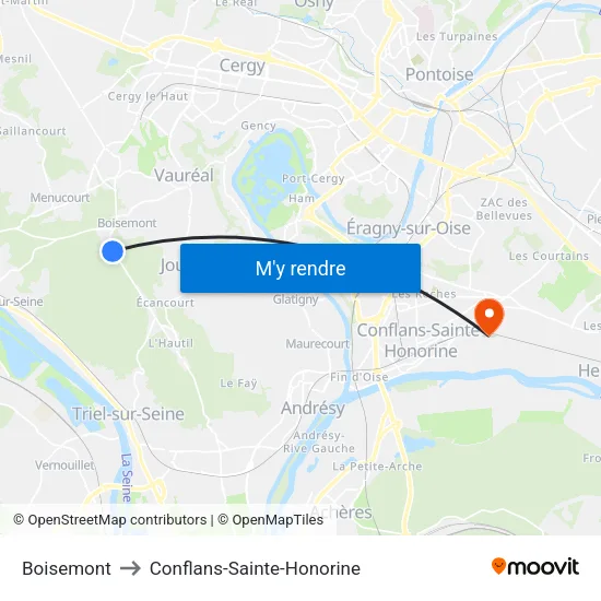 Boisemont to Conflans-Sainte-Honorine map