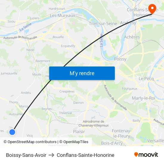 Boissy-Sans-Avoir to Conflans-Sainte-Honorine map