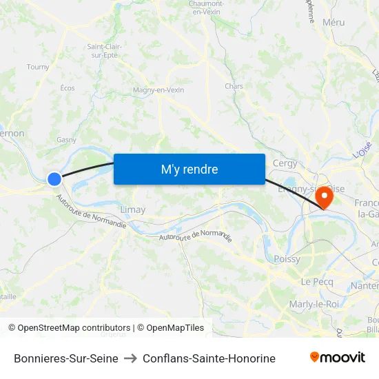 Bonnieres-Sur-Seine to Conflans-Sainte-Honorine map