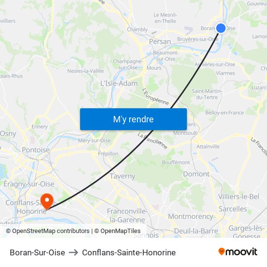 Boran-Sur-Oise to Conflans-Sainte-Honorine map